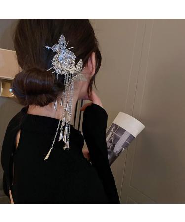 Jumwrit Butterfly Hair Stick with Silver Tassel - Chinese Hair Styling Accessory for Women and Girls - Buy Online on GoSupps.com