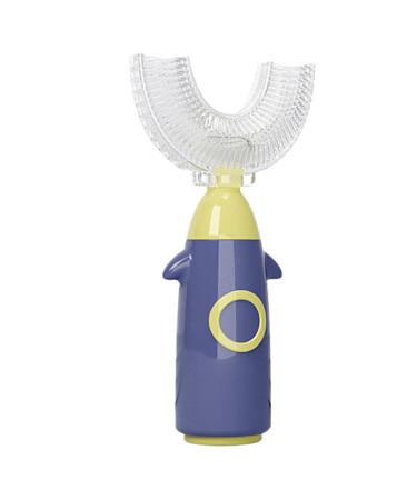 Rocket Shape Kids U-Shaped Toothbrush - Food Grade Soft Silicone Brush Head 360 Oral Teeth Cleaning Design for Toddlers and Children 1-8 Years/8-12 Years Old Blue 1-8 Years Old