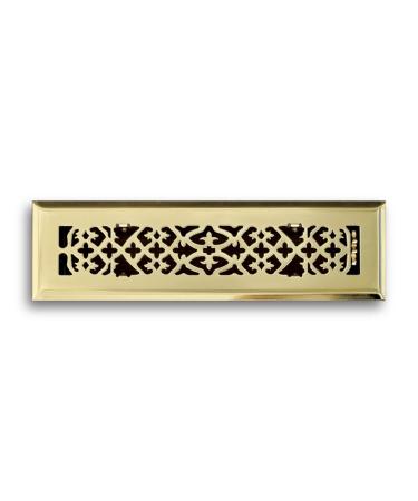 Truaire C164-OPB 02X12(Duct Opening Measurements) Decorative Floor Grille 2-Inch by 12-Inch Ornamental Scroll Floor Diffuser Polished Brass Finish