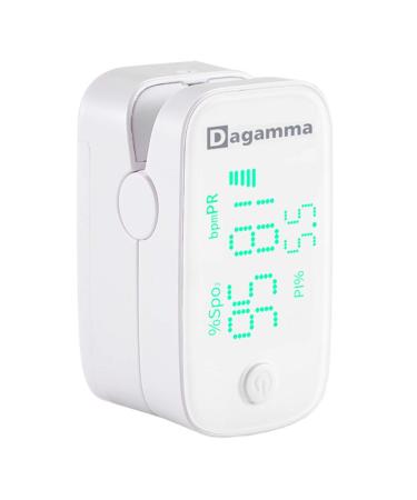 Dagamma DP250 Fingertip Pulse Oximeter Heart Rate Measurement Blood Oxygen Saturation Monitor SpO2 with LED Screen IP22 Level Water and Dust Resistance Batteries Lanyard (White)