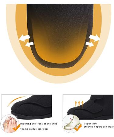 ZJING Adjustable Diabetic Shoes for Men - Warm Fleece, Comfortable & Non-Skid - Black - Size 9.5 - Buy Online on GoSupps.com