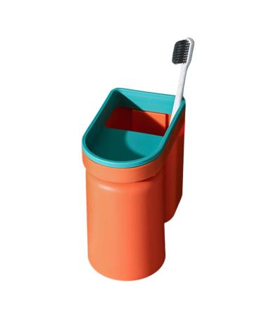 Anximt toothbrush mug wall holder-with 2 cups of bathroom organizer punch-free self-adhesive toothbrush cup holder for toothpaste razor at home and on the way orange