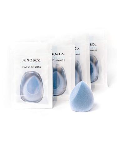 JUNO & Co. Microfiber Velvet Sponge  Latex-Free  Dual Layer Technology  Flawless Makeup Blender for Foundations  Powders and Creams (4 Velvet Sponge Bundle)