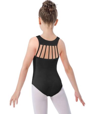 DANSHOW Tank Dance Leotards for Girls,Back M Straps Scallop-black 9-10 Years