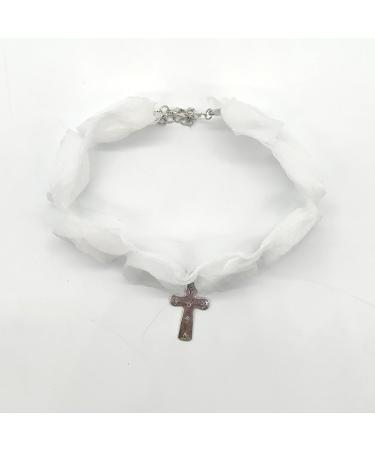 Shop Oralgo's Cute White Rose Necklace | Adjustable Lace Unique Cross-Trailer Personalized Neck Accessories for Girls - Buy Online on GoSupps.com