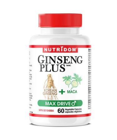 Nutridom Max Drive Supplement - Panax Ginseng Siberian Ginseng Maca Root and Tribulus Terrestris - Non GMO Gluten free - 60 Count