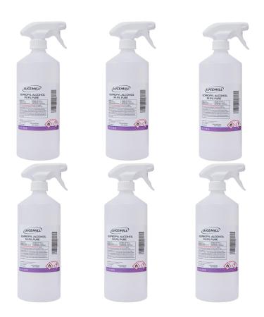 (6 Pack) of 1000ml Isopropyl Alcohol 99.9% Pure IPA Trigger Spray Bottles 6 x 1000ml