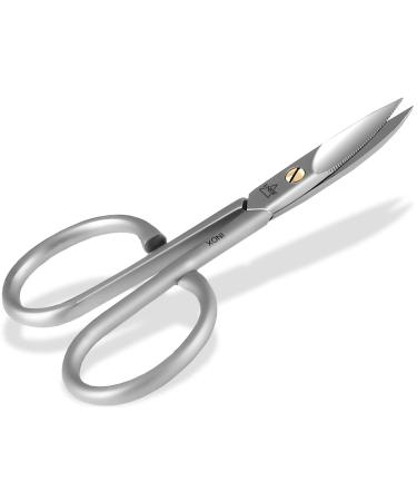 Nail scissors with one -sided micro toothing footnail scissors stainless steel rustproof manicure pedicure scissors with large finger holes nail cutters with curved cut surface for foot care and nail care