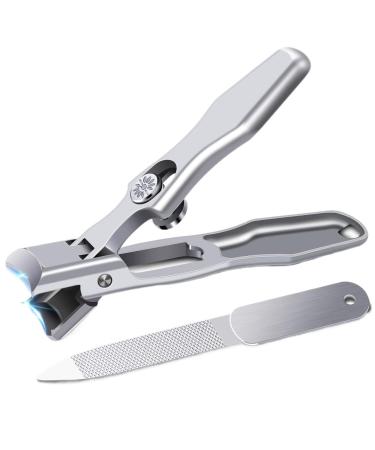 Nail Clippers Professional Extra Large Heavy Duty Wide Jaw Opening No Splash Fingernail Cutters Long Handle with Catcher File