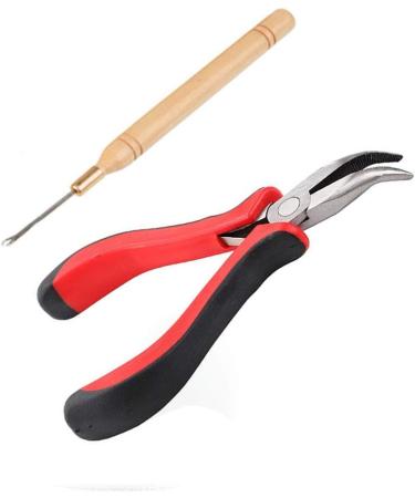 Hair Extension Kit Pliers Pulling Hook Needle Bead Device Tool Kits and 200 Pieces Silicone Rings Beads - Buy Online on GoSupps.com