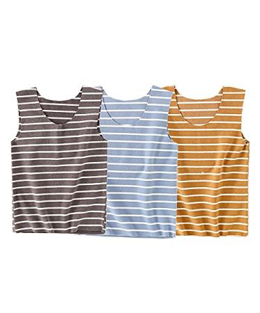 God Sweet Boys Girls 3 Pack Striped Fleece Thermal Tank Tops Undershirts 9-10 Years Black Blue Brown