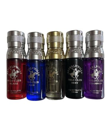 Christmas stocking stuffers Gift for Men - BHPC Beverly Hills Polo Club - Men's Cologne variety of 5 fragrances - Eau de Toilette mini bottles