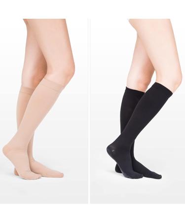Buy Medical Compression Socks for Women - Closed Toe Super Elastic Non-Slip | Improve Blood Flow & Reduce Edema - Black XL (Flesh L) - Buy Online on GoSupps.com