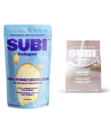 SUBI Hydrolyzed Bovine Collagen - For Healthy Hair Skin Nails Joints & NOAH All-in-One Plant Based ALMOND Flavour BELGIUM Pea Source (HEAVY METAL FREE)
