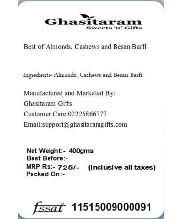 Ghasitaram Gifts Rakhi Gifts for Brothers Rakhi Sweets - Best of Almonds Cashews and Besan Barfi with 2 Pearl Beads Rakhis - Buy Online on GoSupps.com