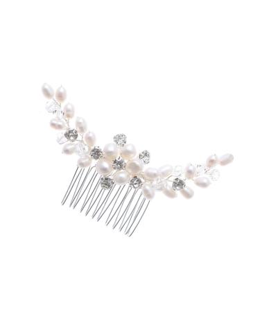 Ipetboom Rhinestone Bridal Comb Bridal Pearl Comb Wedding Hair Clip Bridal Hair Combs Irish Accessories for Women Tiara Wedding Hair Comb Bride Decorate Abs European and American