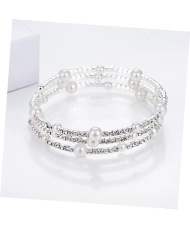 CALLARON 2pcs Stretch Bracelets for Women Rhinestone Bracelets Bangle Bracelets for Women Bracelet for Women Womens Bangles Bracelets Women Bracelets Pearl Bracelet Miss Jewelry Multi-layer mediumx3pcs Silverx3pcs - Buy Online on GoSupps.com