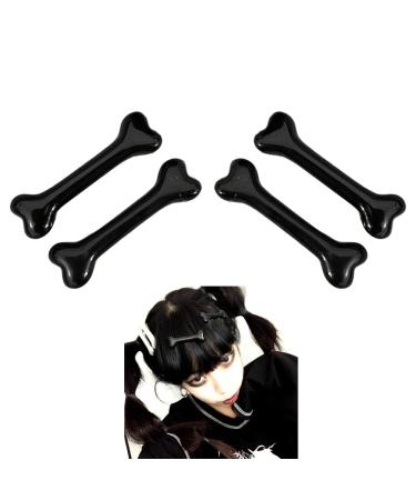 Halloween Hair Accessories Bone Clips for Women Dogs Halloween Hair Barrettes Black Skull Skeleton Hair Clips Goth Accessories Halloween Party Costumes Cosplay Accessories 4 Pcs