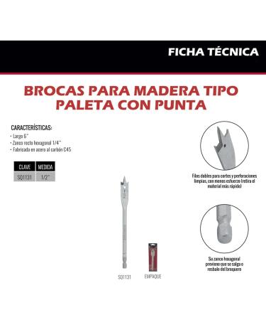 PALETTE WOOD DRILL 1/2PUNTAS - Buy Online on GoSupps.com