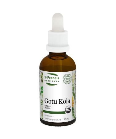 St Francis Herb Farm Gotu Kola Organic Herbal Tincture Extract | Used in Herbal Medicine as a calmative for restlessness and nervousness and also as a tonic for the mind and to improve memory (50 ml)