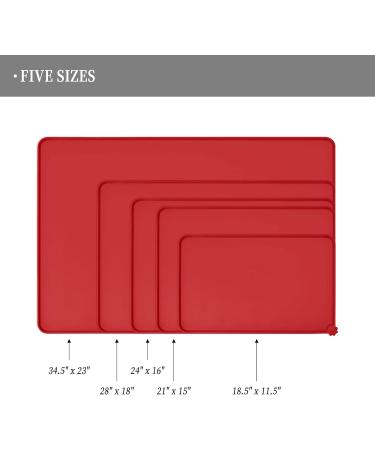 Reopet Waterproof Silicone Pet Feed Mat - Elevated Edges for Dogs & Cats | 60x40 cm Red - International Shipping Available - Buy Online on GoSupps.com