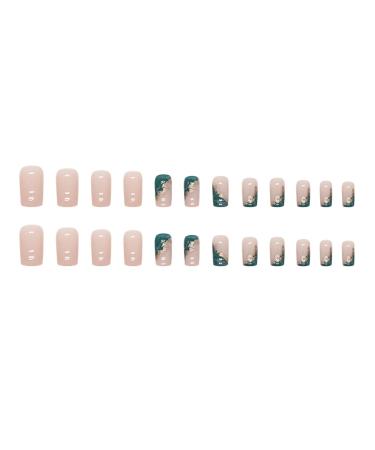 Marble Press on Nails - Square Medium Fake Nails with Gold Foil Designs | Glossy Full Cover False Nails for Women & Girls | 24pcs - Style A24 - Buy Online on GoSupps.com