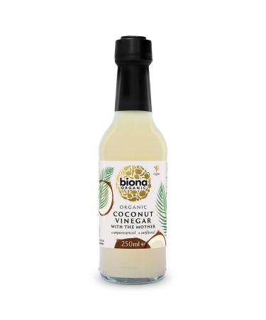 Biona Organic Coconut Vinegar 250ml Pack of 6 - Vinegar With The Mother - Unpasteurised & Unfiltered - Unique Tropical Aroma - For Dressings & Marinades