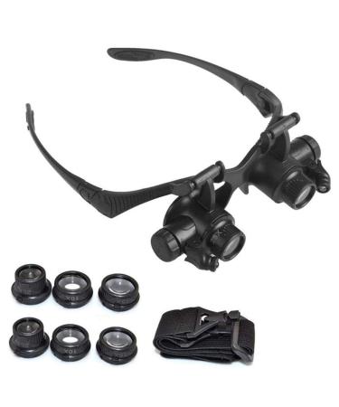 Headband Magnifier 10X 15X 20X 25X LED Light Glasses Magnifier Headband Jewelry Watchmaker Optical Lens Glass Loupe Magnifying Glass Lupa Reading/Obeservation/Repairing