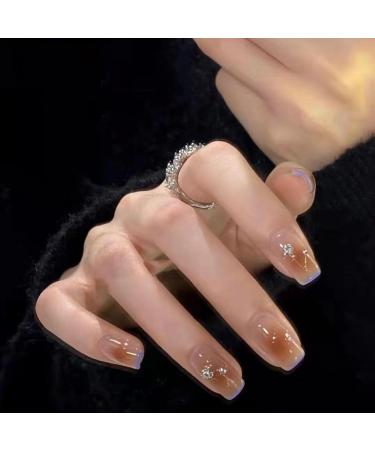 Temperament to Enhance The Nail Patch Online Celebrity Temperament French Blush Wearing a Nail in The Pure Hand-Customized Nail Patch Detachable Nail (10 Pieces) (Size : XS) 1 count (Pack of 1)