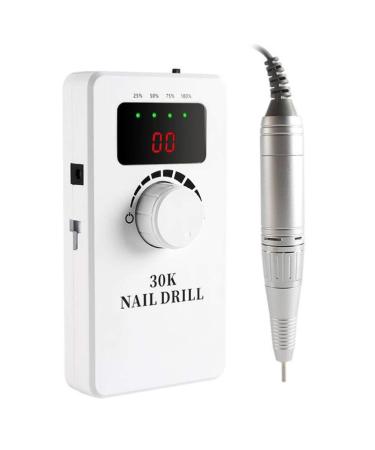 Electric Nail Drill Machine Portable Electric Nail Files 30000RPM Nail Polisher Set Pedicure Manicure Tool with 6 Nail Bits and 6 Sanding Bands Nail Buffer Manicure Pe