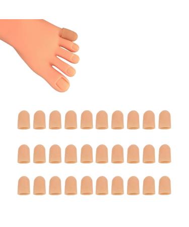 30 Pieces Gel Toe Caps for Little Toe  Silicone Toe Protector Toe Covers for Pinky Toe  Protect Toe from Rubbing  Ingrown Toenails  Blisters  Corns and Other Painful Toe Problems Beige