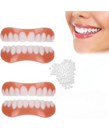 Brigtviee 2 Pairs Instant Veneers Dentures ClipIn Veneers Top and Bottom of Teeth ClickOn Veneers Teeth Fake Teeth False Teeth Whitening Veneers for Covering Imperfect Teeth