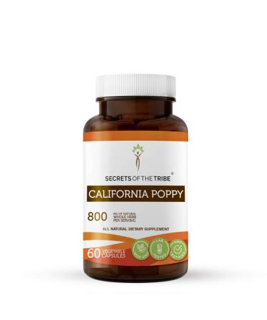 California Poppy 60 Capsules, 800 mg, California Poppy (Eschscholzia Californica) Dried Herb and Flower (60 Capsules) 60 Count (Pack of 1)