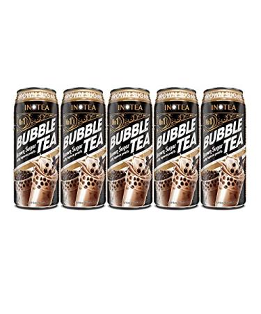 (Pack of 5) INOTEA Bubble Tea 5 Cans from ATIUS. Milk Tea with Boba Pearls in a Can (16.6oz/can). Choose One from Variety of Flavors: Brown Sugar, Taro, Honeydew, Banana, Matcha. Straws Included. (Brown Sugar)