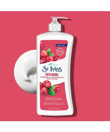 St. Ives Repairing Body Lotion Cranberry and Grapeseed Oil 21 oz - Hydrating Skin Moisturizer (Single Pack) - Buy Online on GoSupps.com