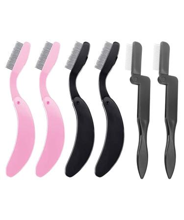 Minkissy 6st foldable eyebrow comb comb for lifting the eyelashes eyelash separators tool eyebrow comb made of stainless steel collapsible eyelash comb folding ridge mascara cosmetics plastic