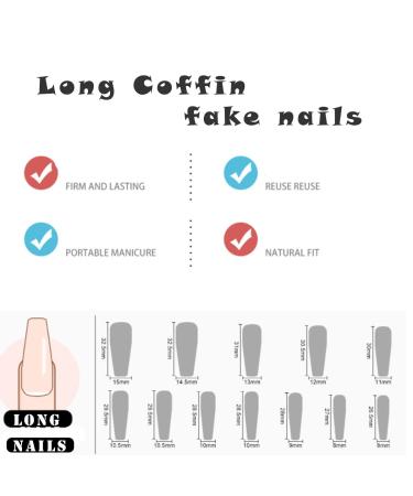 Sinlov 24-Piece Shiny Gradient False Coffin Nails - Press-On Ballerina Style for Women & Girls - Nude Pink - Buy Online on GoSupps.com