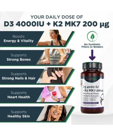 Best Immune International Best Immune Natural Vitamin D3 4000IU K2 MK7 200mcg Premium Quality 100 Capsules Immune Support Maximum Absorption Premium Quality - Buy Online on GoSupps.com