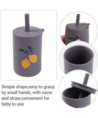 Mini Toddler Silicone Straw Cup - Spill Proof Sippy Cup for Babies 6 Months+ | BPA Free, Unbreakable, with Lid and Straw - Lemon - Buy Online on GoSupps.com