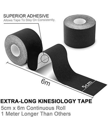 Deilin Kinesiology Tape 19.7ft Uncut Per Roll Elastic Therapeutic Sports Tapes for Knee Shoulder and Elbow Waterproof Athletic Physio Muscles Strips Breathable Latex Free Dark Black1 1 Roll Black - Buy Online on GoSupps.com