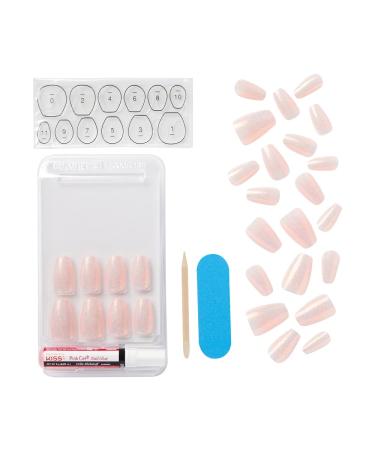 KISS Classy French Nail Manicure Kit - Gel Finish, Medium Coffin Shape, with Pink Nail Glue, File, Stick & 28 Fake Nails - Buy Online on GoSupps.com