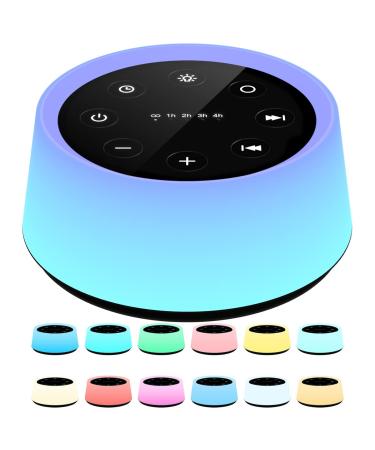 ColorsNoise Sound Machine and White Noise Machine with 30 Soothing Sounds with 12 Colors Baby Night Light with Memory Function (T-Black)