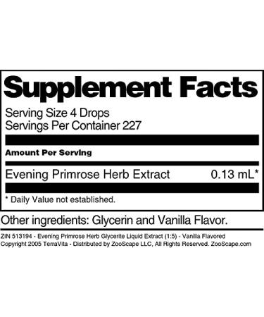 Evening Primrose Herb Glycerite Liquid Extract (1:5) - Vanilla Flavored (1 oz ZIN: 513194) - 3 Pack - Buy Online on GoSupps.com