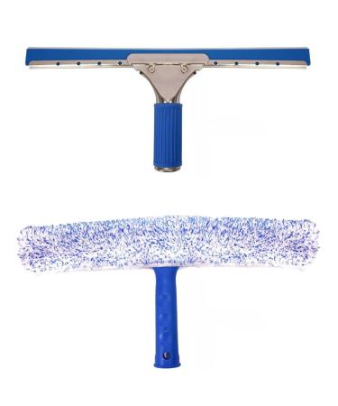 TRIXES Window Cleaning Kit Squeegee and Microfibre Window Cleaner - Car Cleaning Kit - 2-in-1 Combi Non-Streak Glass Scrubber and Rubber Wiper - Bathroom & Kitchen Accessories for Home