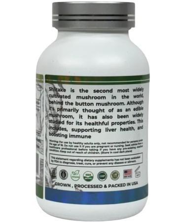 MN Mother Nature Shiitake (Lentinula edodes) Mushroom Supplement - 1000mg - 120 Vegan Pullulan Capsules - Made in USA - 60 Day Supply - Buy Online on GoSupps.com