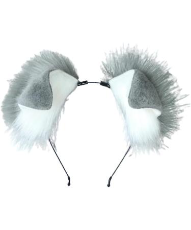 hgnxa Punk Style Anime Hairhoop Plush Dog Ears Headband Cosplay Costume Halloween Party Headdress Women Role Playing Headwear Black and White - Buy Online on GoSupps.com