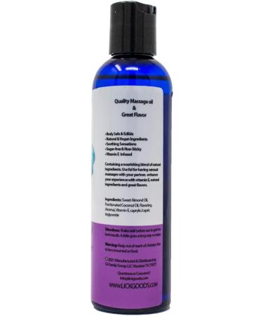 Vegan Cotton Candy Massage Oil - Edible Relaxing Non-Sticky Body Oil with Vitamin E & Sweet Almond - 4 oz - Buy Online on GoSupps.com