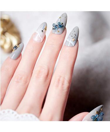 WOKOTO 3D Butterfly Nail Art Decoration Set in Flat Black, Gold Nail Studs and Rhinestones Charms for Women - Manicure Jewelry Kit with Tweezers and Picker Pencil - Buy Online on GoSupps.com