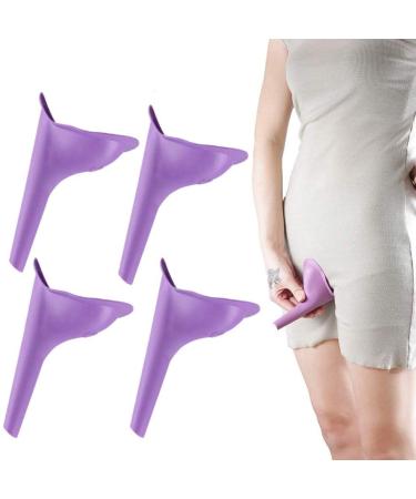 HAKDAY Urinal for Women, 4PCS Female Urinal Pee Funnel Portable Urination Device for Camping Travel Hiking Gear for Woman 4 Purple