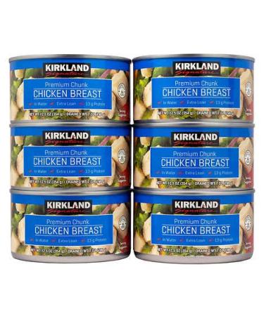 Kirkland Chicken Breast in Water 12.5 oz. cans - 6 count - Premium Chunk - Great for chicken salad, quesadillas, soups, and casseroles 12.5 Ounce (Pack of 6)